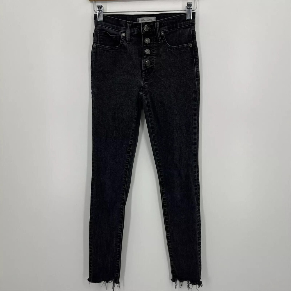 Madewell Jeans Women's Size 24‎ Black 9" High-Rise Skinny Button Fly Ankle Dark